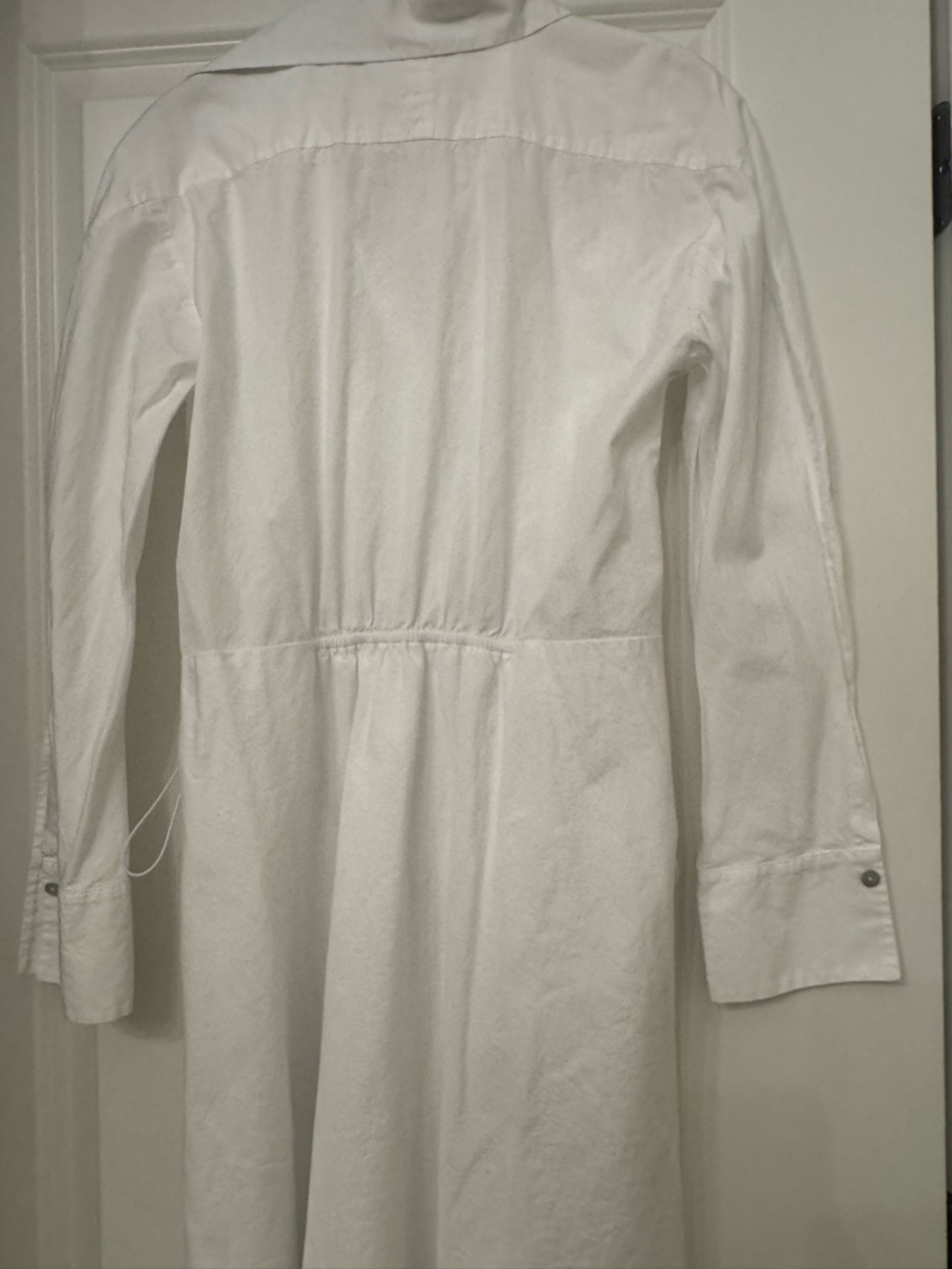 Vince White Long-Sleeve Button Shirt Dress with Drawstring Waist - Picture 4 of 4